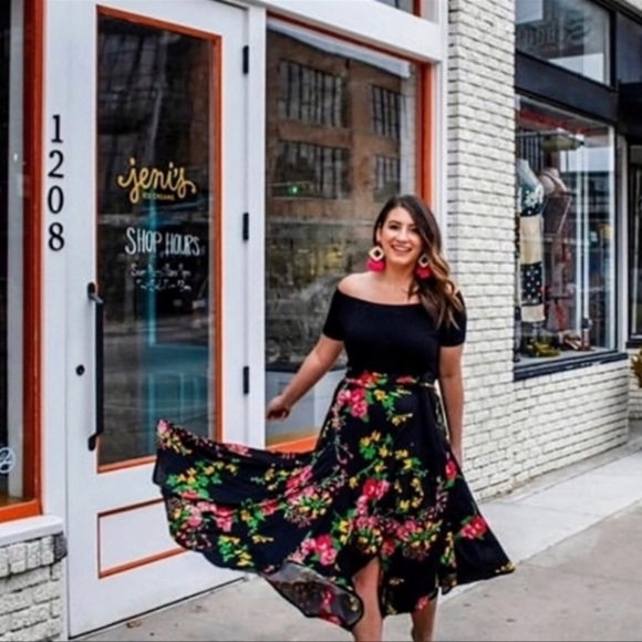 CAbi Dresses & Skirts - Floral Black Skirt